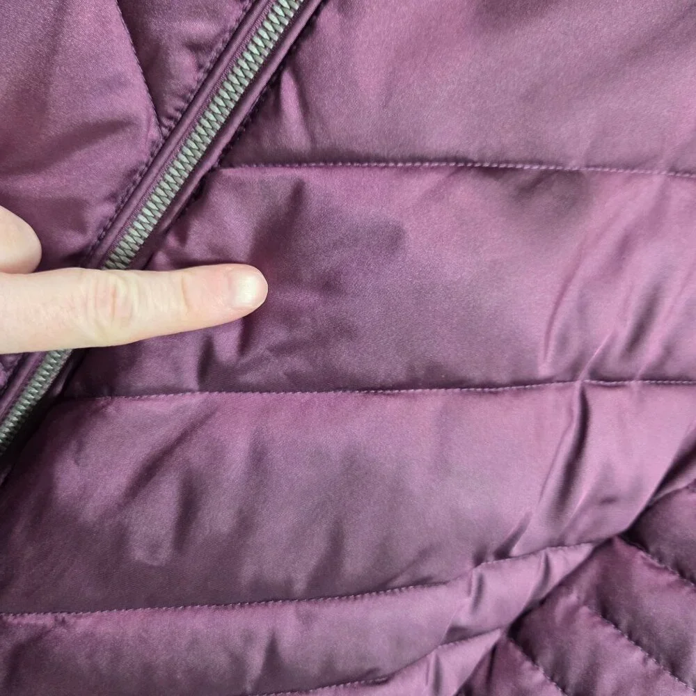 Lands End Coat Womens 1X Purple Insulated Quilted Hooded Long Parka
